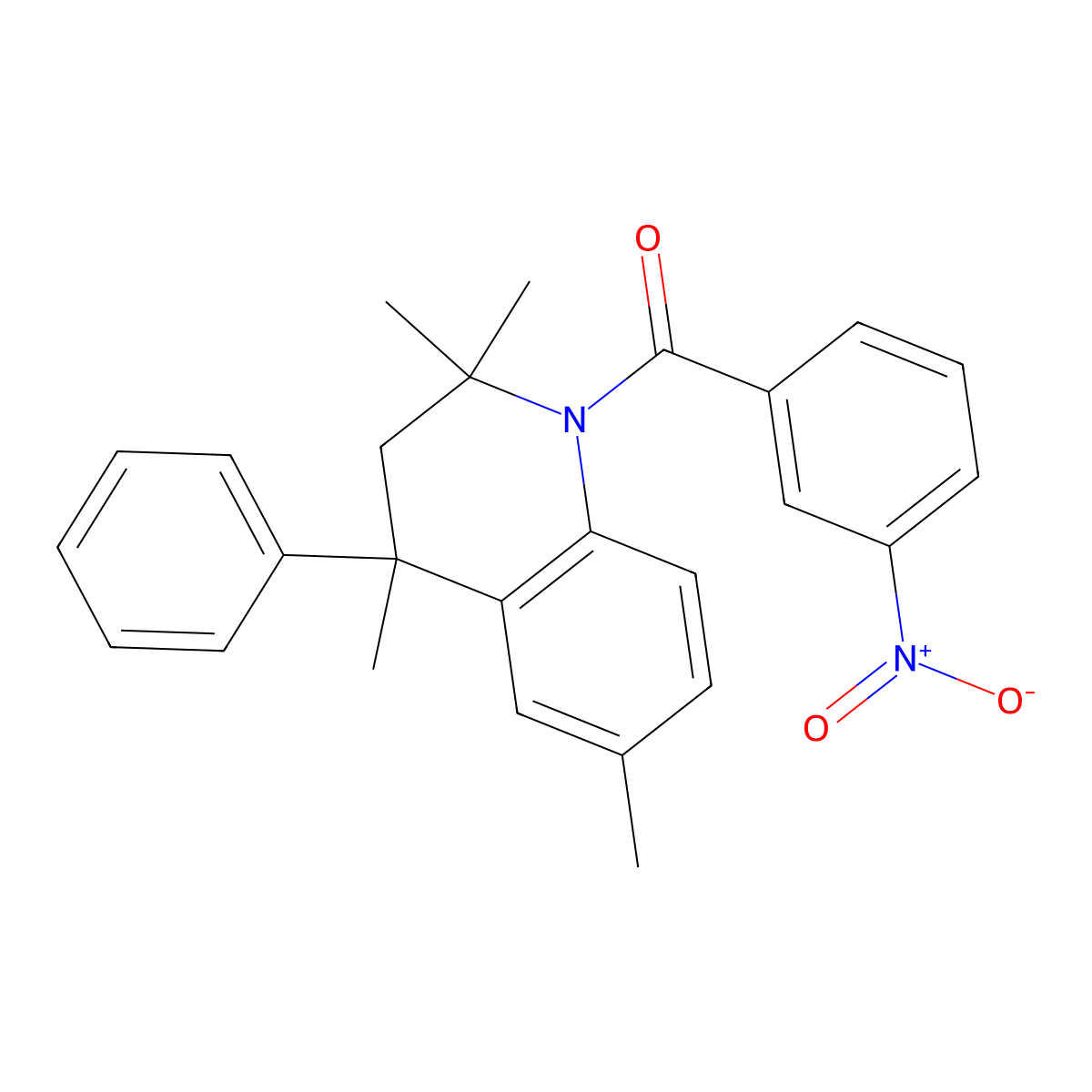 (3-nitrophenyl)(2,2,4,6-tetramethyl-4-phenyl-3,4-dihydroquinolin-1(2H)-yl)methanone molecular structure, CAS 332043-68-2