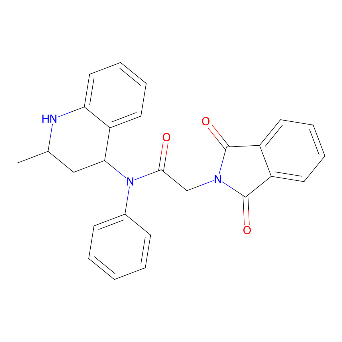 2-(1,3-dioxoisoindol-2-yl)-N-(2-methyl-1,2,3,4-tetrahydroquinolin-4-yl)-N-phenylacetamide molecular structure, CAS 332043-73-9
