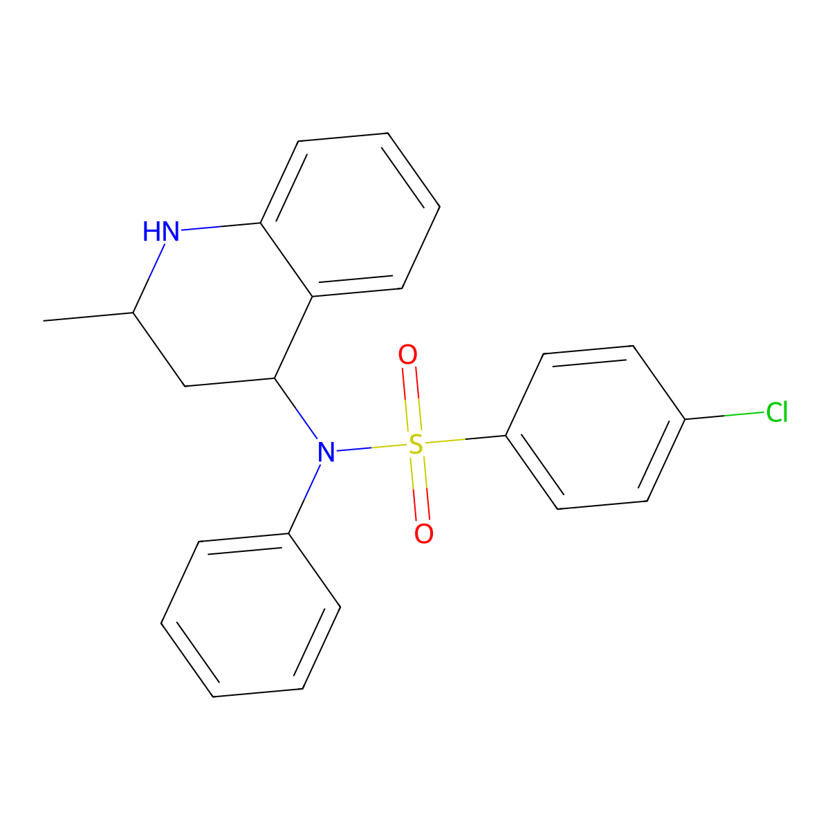4-chloro-N-(2-methyl-1,2,3,4-tetrahydroquinolin-4-yl)-N-phenylbenzenesulfonamide molecular structure, CAS 332043-75-1
