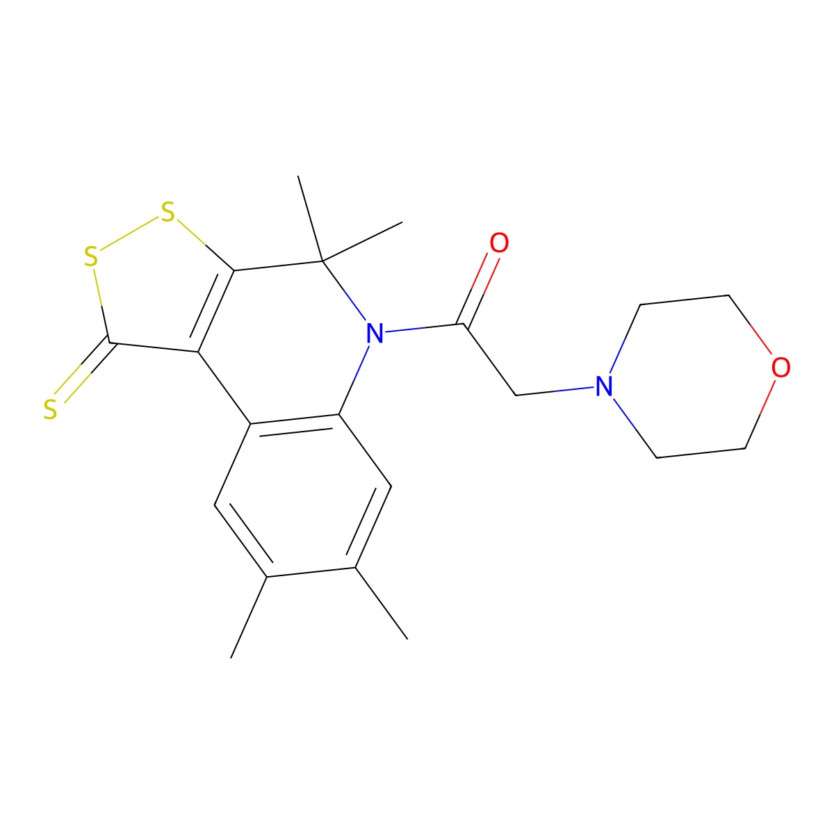 4,4,7,8-tetramethyl-5-(4-morpholinylacetyl)-4,5-dihydro-1H-[1,2]dithiolo[3,4-c]quinoline-1-thione molecular structure, CAS 332043-86-4