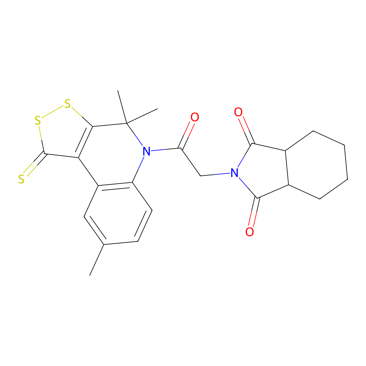 2-[2-oxo-2-(4,4,8-trimethyl-1-thioxo-1,4-dihydro-5H-[1,2]dithiolo[3,4-c]quinolin-5-yl)ethyl]hexahydro-1H-isoindole-1,3(2H)-dione molecular structure, CAS 332043-92-2