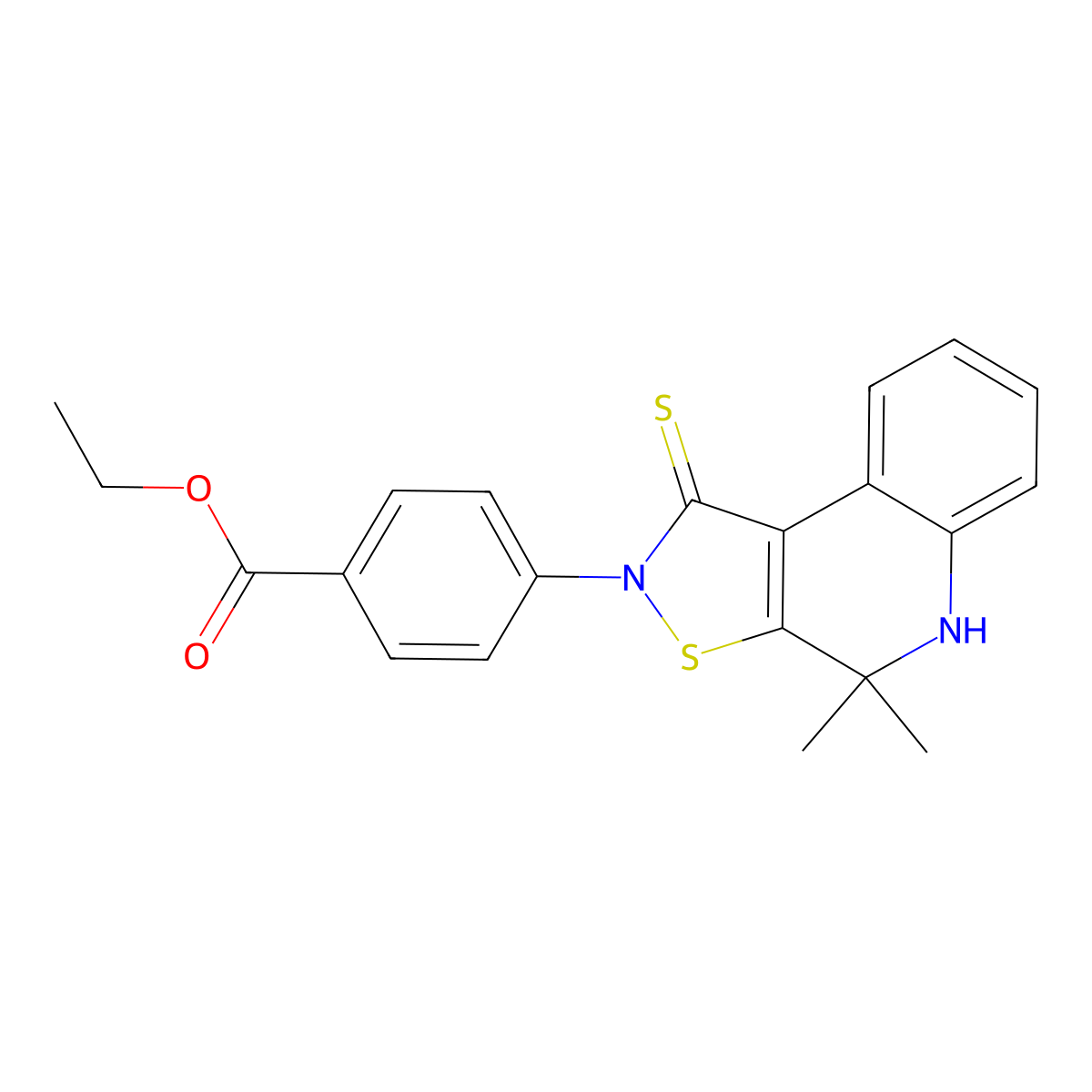 ethyl 4-(4,4-dimethyl-1-sulfanylidene-5H-[1,2]thiazolo[5,4-c]quinolin-2-yl)benzoate molecular structure, CAS 332043-99-9