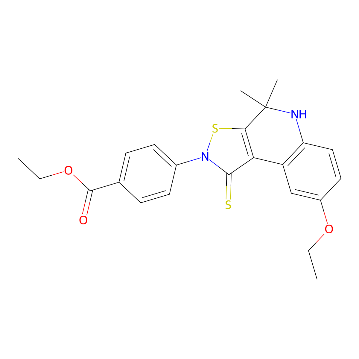 ethyl 4-(8-ethoxy-4,4-dimethyl-1-thioxo-4,5-dihydroisothiazolo[5,4-c]quinolin-2(1H)-yl)benzoate molecular structure, CAS 332044-01-6