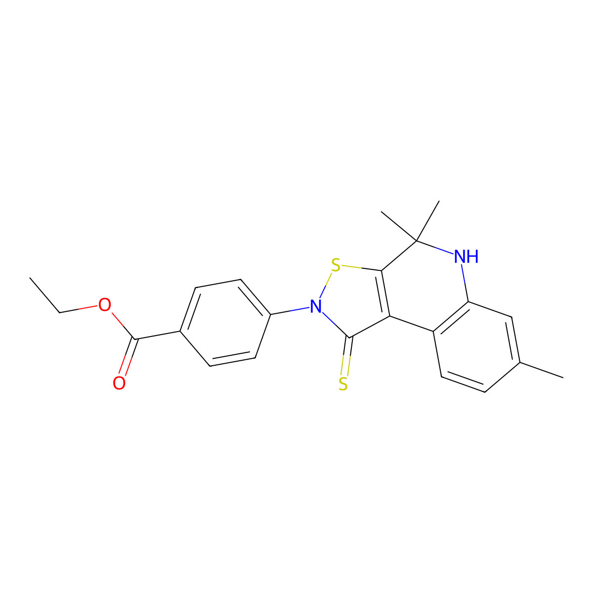 ethyl 4-(4,4,7-trimethyl-1-thioxo-4,5-dihydroisothiazolo[5,4-c]quinolin-2(1H)-yl)benzoate molecular structure, CAS 332044-02-7