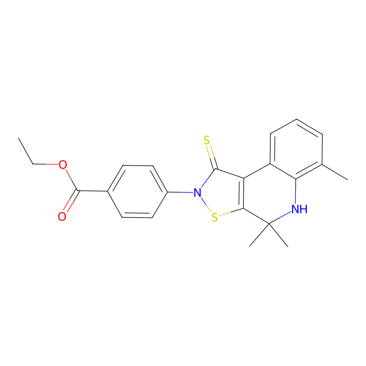 ethyl 4-(4,4,6-trimethyl-1-thioxo-4,5-dihydroisothiazolo[5,4-c]quinolin-2(1H)-yl)benzoate molecular structure, CAS 332044-03-8