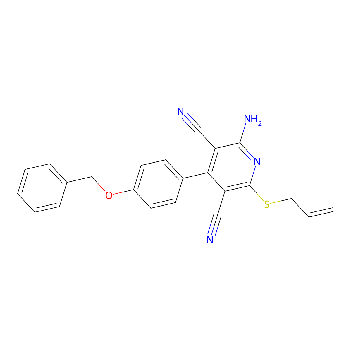 2-(Allylthio)-6-amino-4-(4-(benzyloxy)phenyl)pyridine-3,5-dicarbonitrile molecular structure, CAS 332045-78-0
