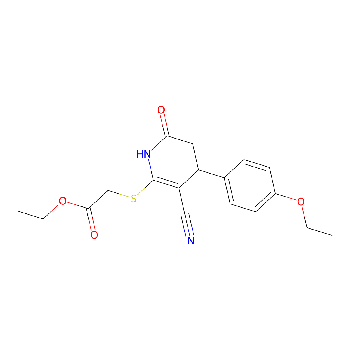 Ethyl {[3-cyano-4-(4-ethoxyphenyl)-6-oxo-1,4,5,6-tetrahydropyridin-2-yl]sulfanyl}acetate molecular structure, CAS 332045-90-6