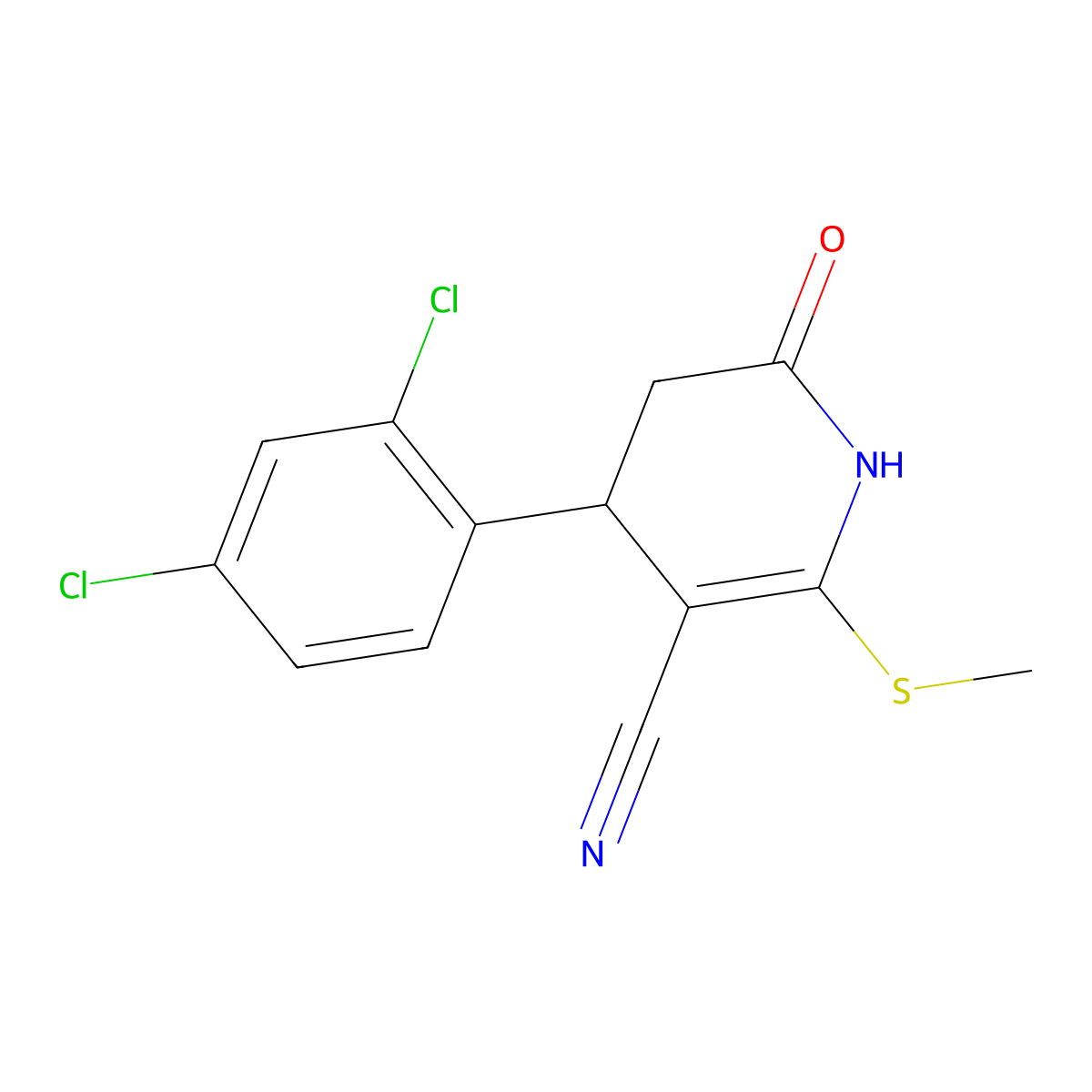 4-(2,4-dichlorophenyl)-6-methylsulfanyl-2-oxo-3,4-dihydro-1H-pyridine-5-carbonitrile molecular structure, CAS 332046-37-4