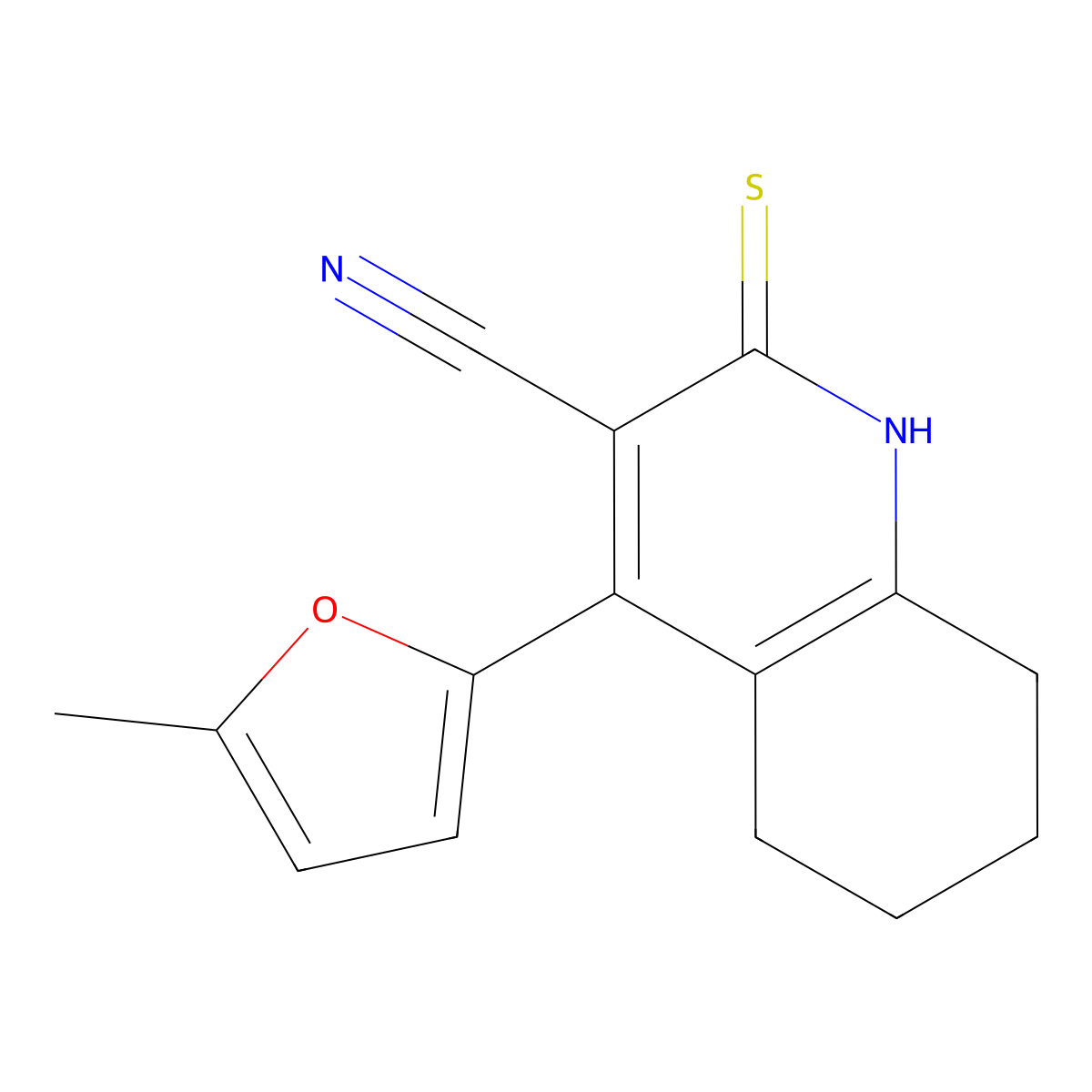 4-(5-methylfuran-2-yl)-2-sulfanylidene-5,6,7,8-tetrahydro-1H-quinoline-3-carbonitrile molecular structure, CAS 332050-49-4