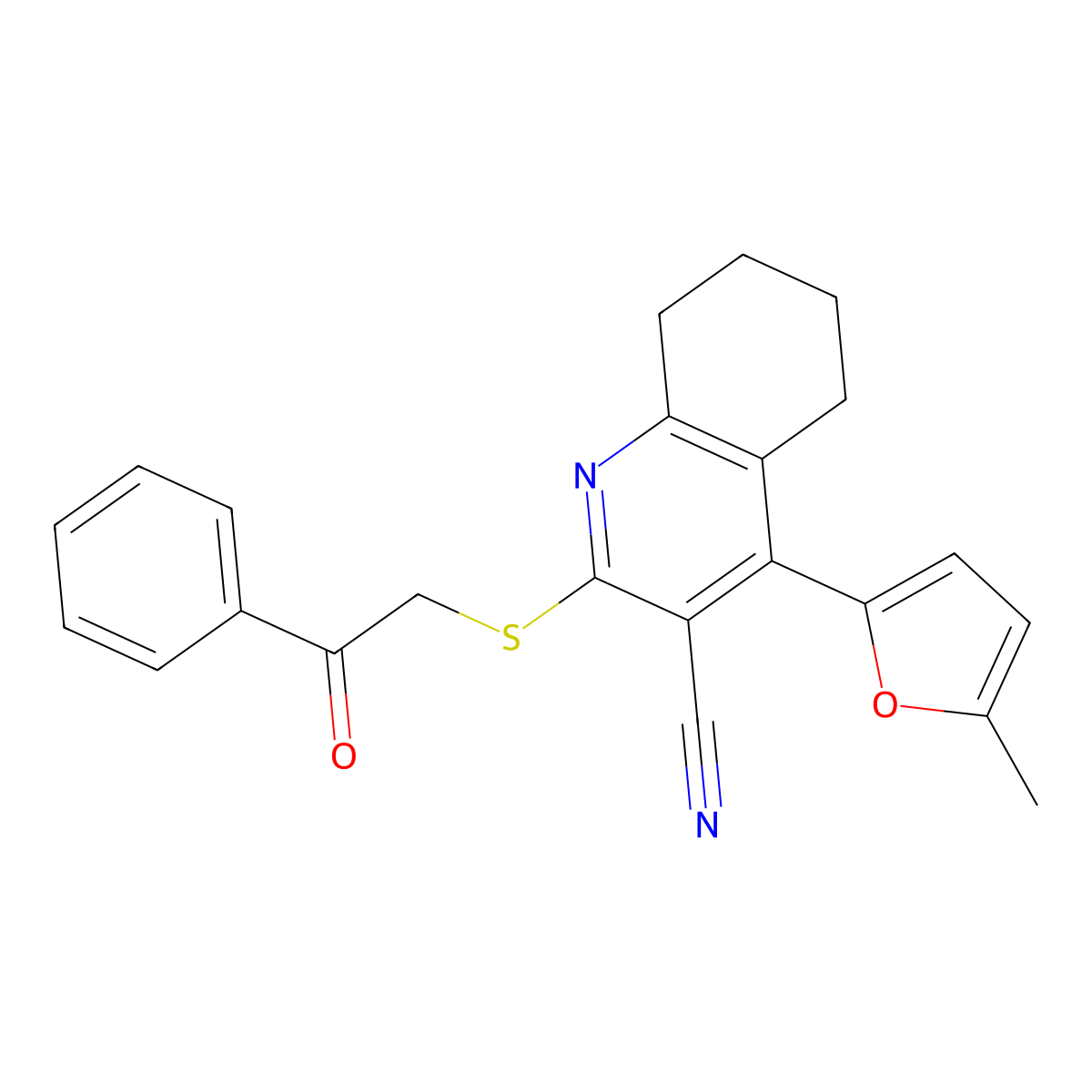 4-(5-Methylfuran-2-yl)-2-[(2-oxo-2-phenylethyl)sulfanyl]-5,6,7,8-tetrahydroquinoline-3-carbonitrile molecular structure, CAS 332050-54-1