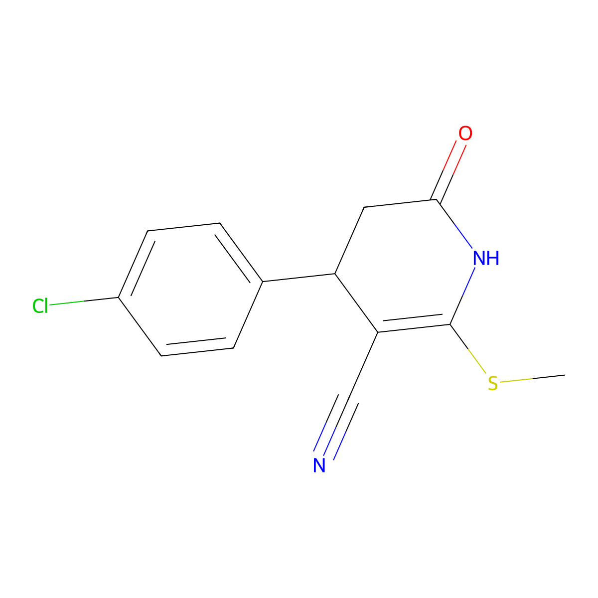 4-(4-chlorophenyl)-6-methylsulfanyl-2-oxo-3,4-dihydro-1H-pyridine-5-carbonitrile molecular structure, CAS 332050-59-6