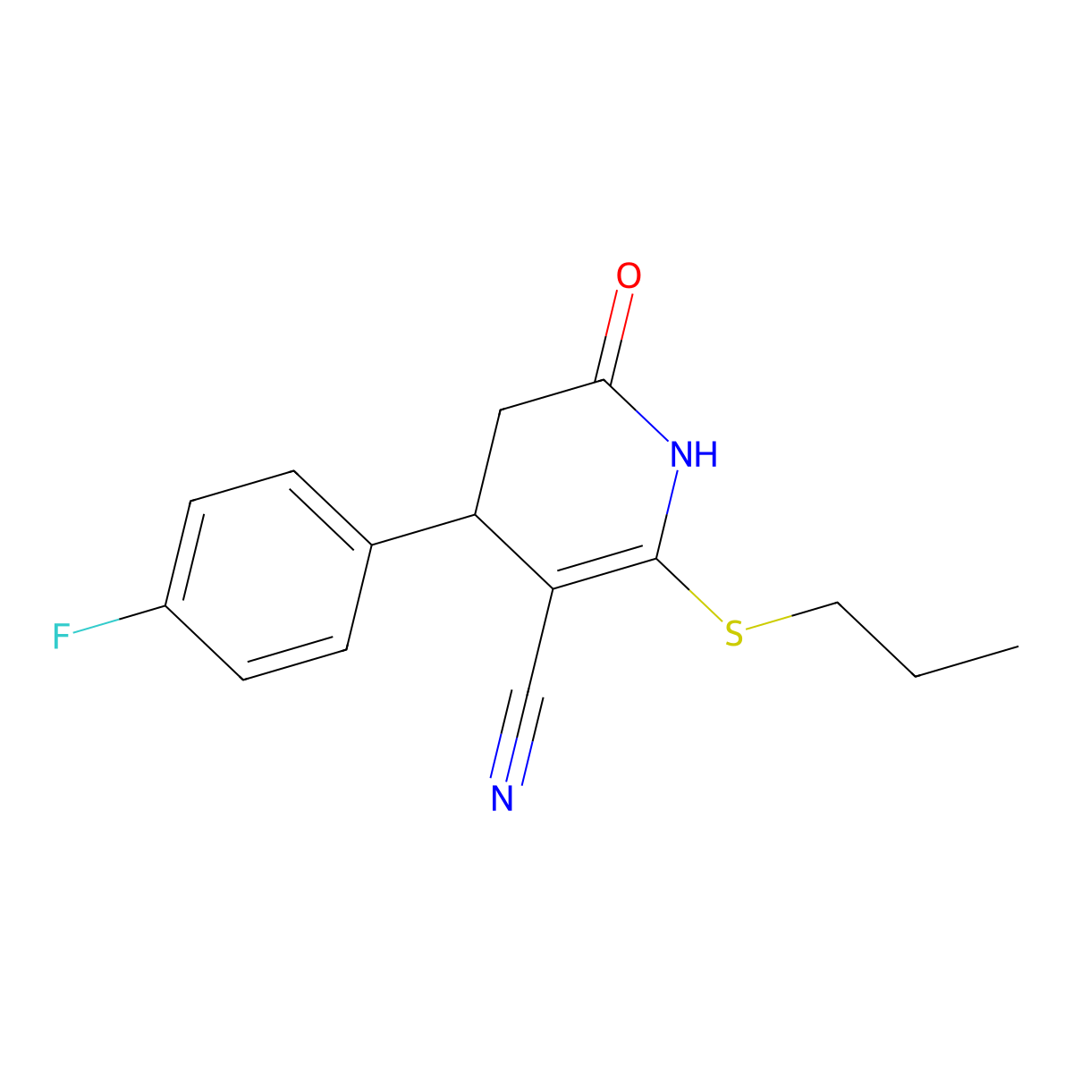 4-(4-Fluorophenyl)-6-oxo-2-(propylsulfanyl)-1,4,5,6-tetrahydropyridine-3-carbonitrile molecular structure, CAS 332050-61-0