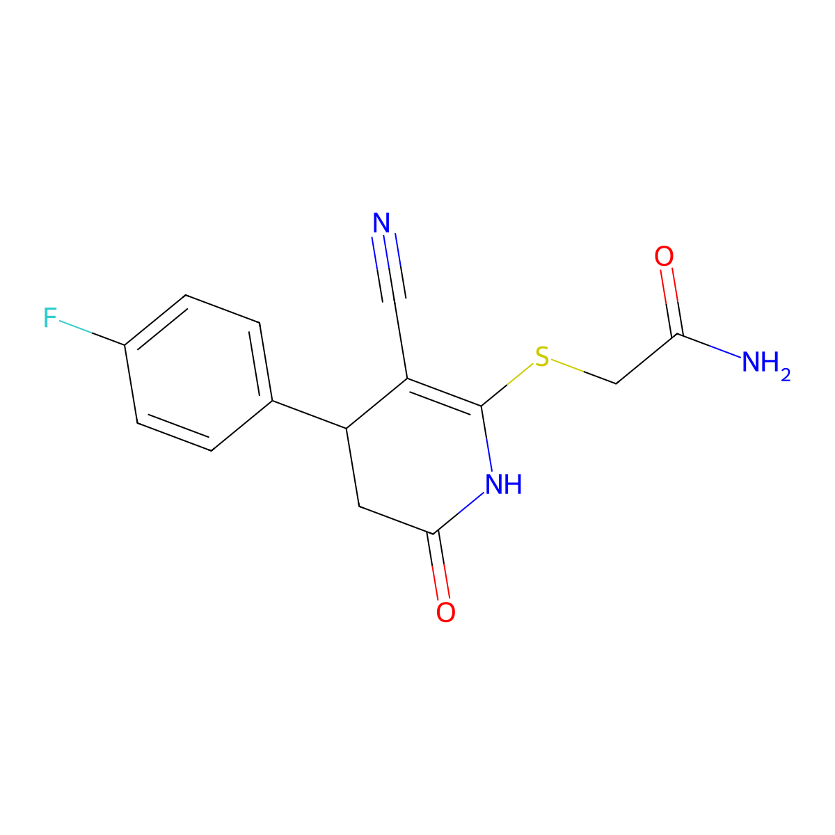 2-((3-Cyano-4-(4-fluorophenyl)-6-oxo-1,4,5,6-tetrahydropyridin-2-yl)thio)acetamide molecular structure, CAS 332050-64-3