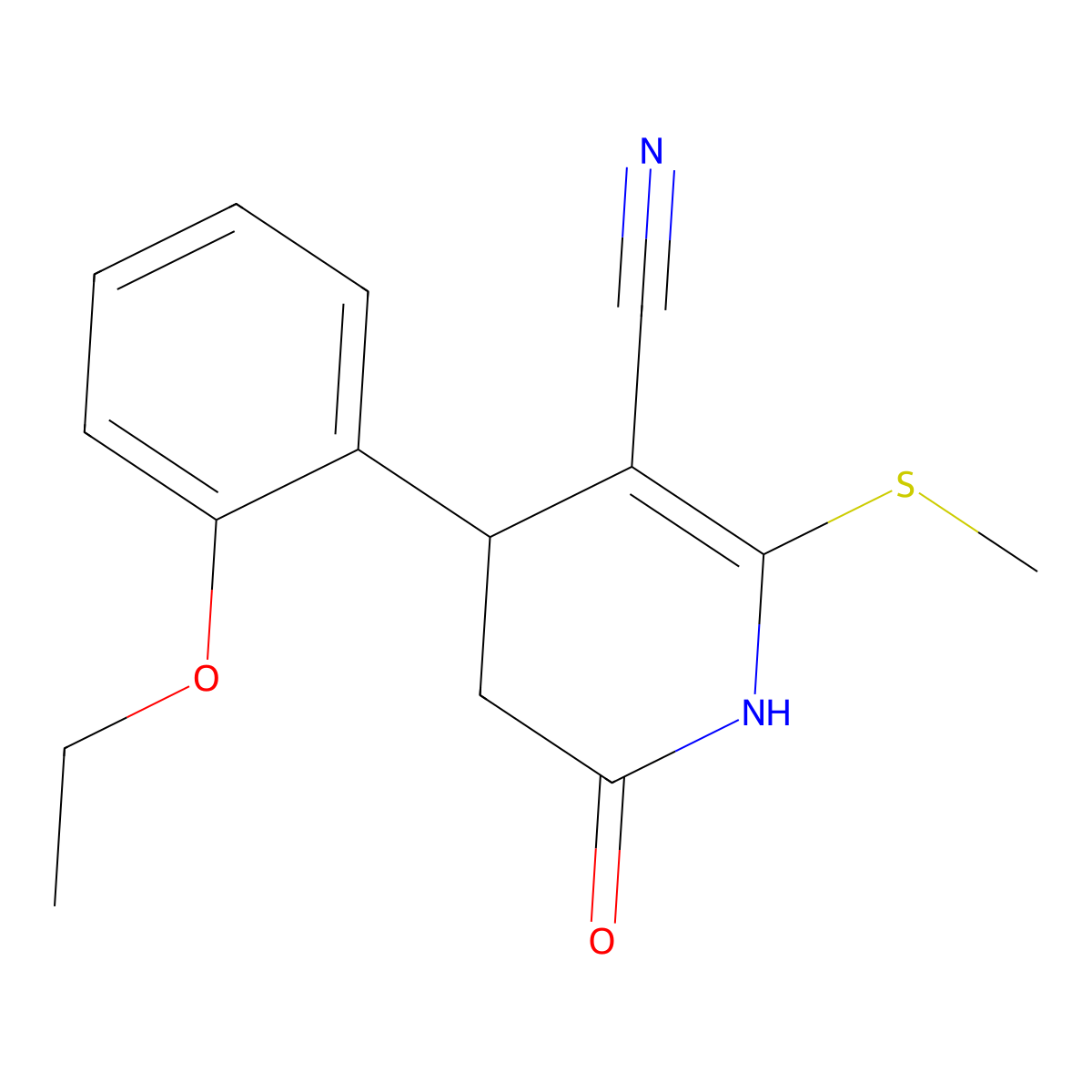 4-(2-ethoxyphenyl)-6-methylsulfanyl-2-oxo-3,4-dihydro-1H-pyridine-5-carbonitrile molecular structure, CAS 332050-83-6