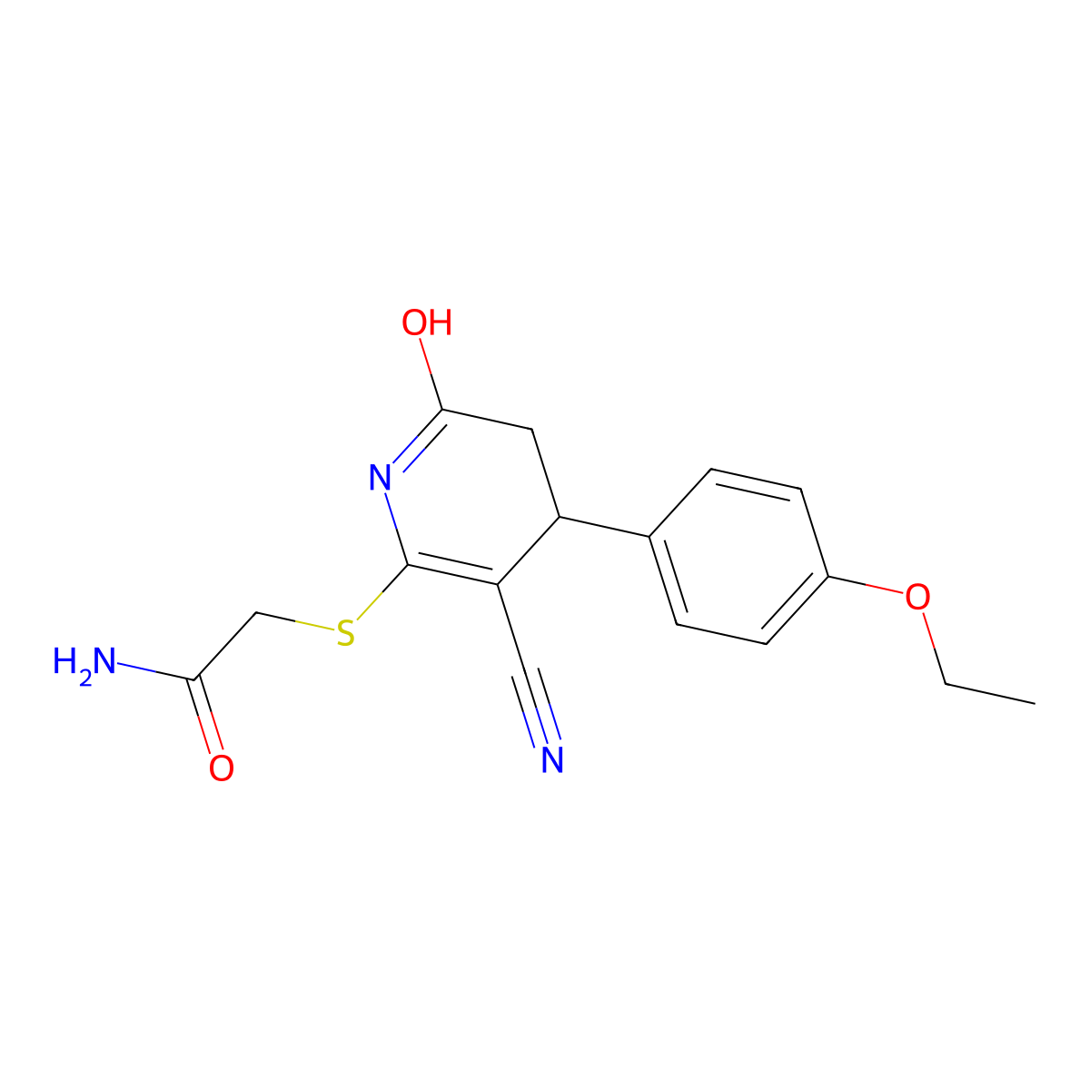 2-[[5-cyano-4-(4-ethoxyphenyl)-2-oxo-3,4-dihydro-1H-pyridin-6-yl]sulfanyl]acetamide molecular structure, CAS 332051-10-2