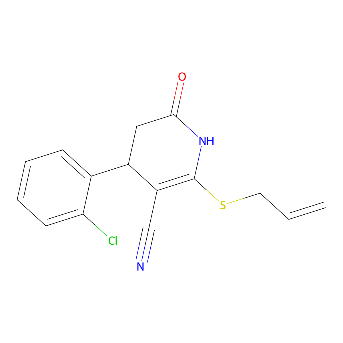 4-(2-chlorophenyl)-2-oxo-6-prop-2-enylsulfanyl-3,4-dihydro-1H-pyridine-5-carbonitrile molecular structure, CAS 332051-18-0