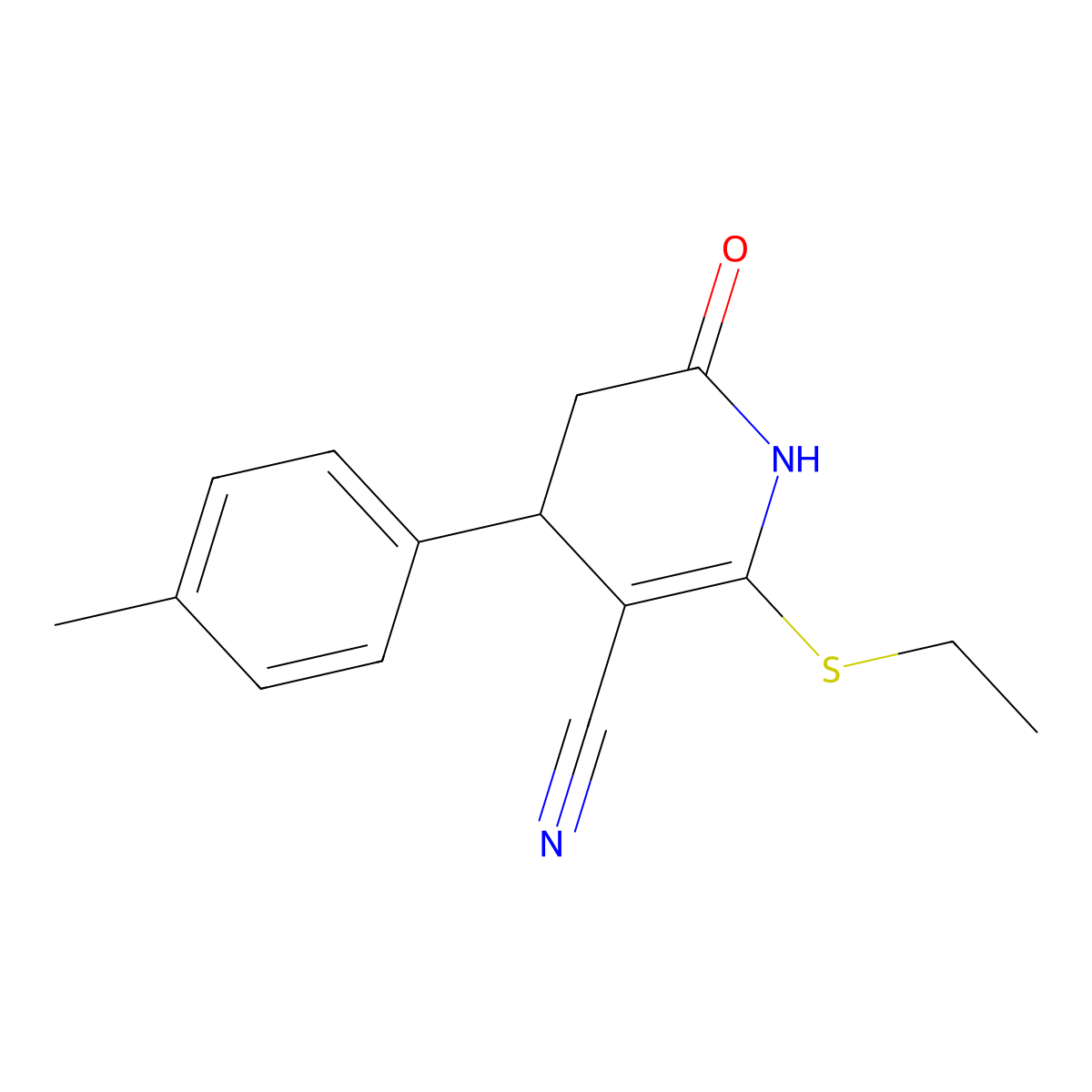 2-(Ethylsulfanyl)-4-(4-methylphenyl)-6-oxo-1,4,5,6-tetrahydropyridine-3-carbonitrile molecular structure, CAS 332051-53-3