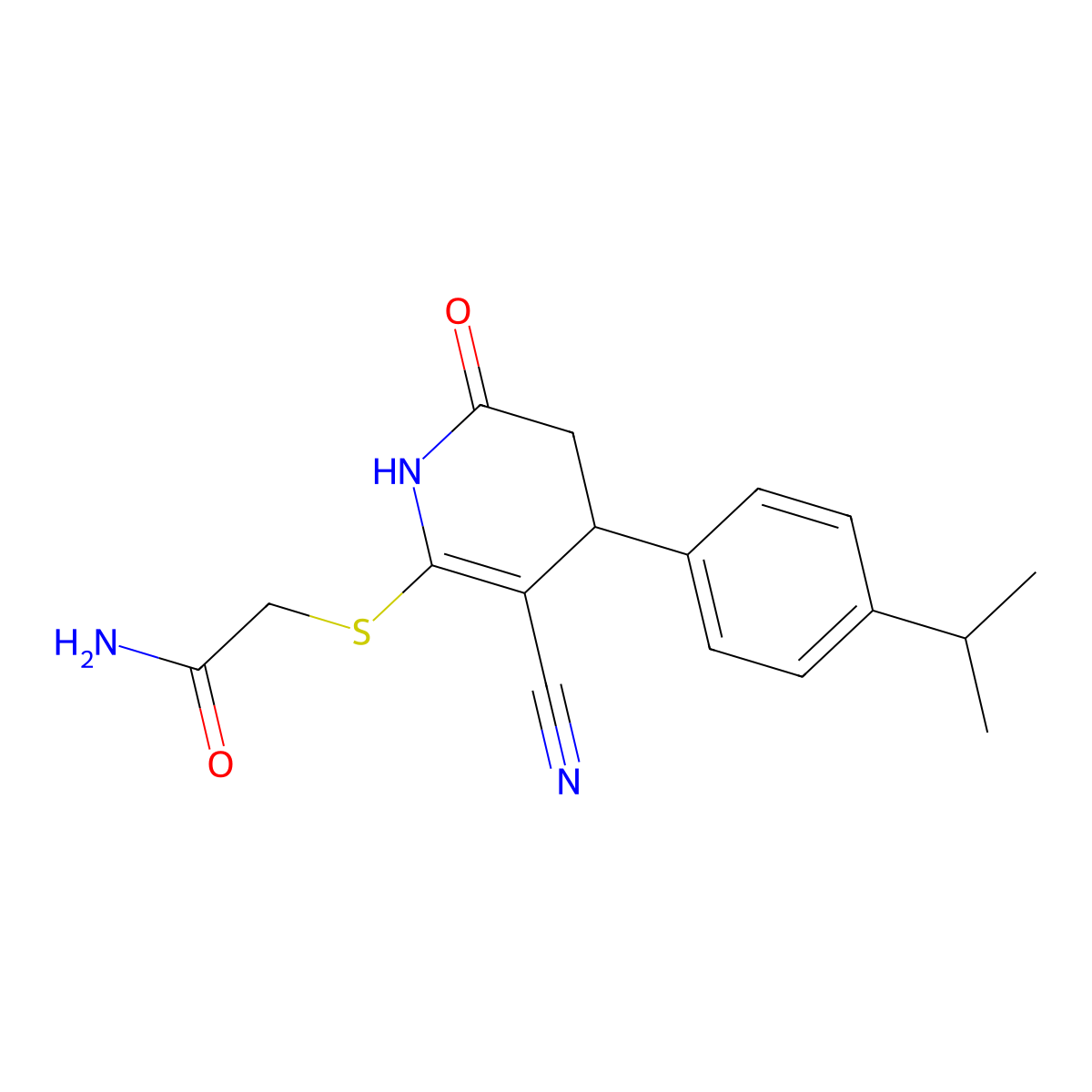 2-[[5-cyano-2-oxo-4-(4-propan-2-ylphenyl)-3,4-dihydro-1H-pyridin-6-yl]sulfanyl]acetamide molecular structure, CAS 332051-62-4