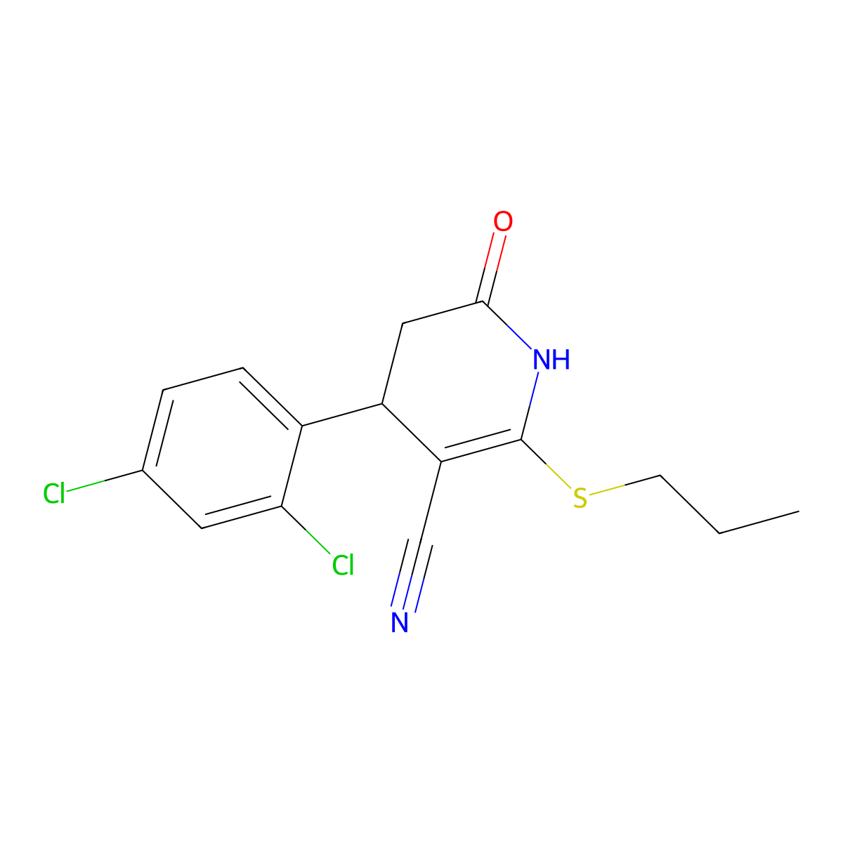 4-(2,4-Dichlorophenyl)-6-oxo-2-(propylsulfanyl)-1,4,5,6-tetrahydropyridine-3-carbonitrile molecular structure, CAS 332051-66-8