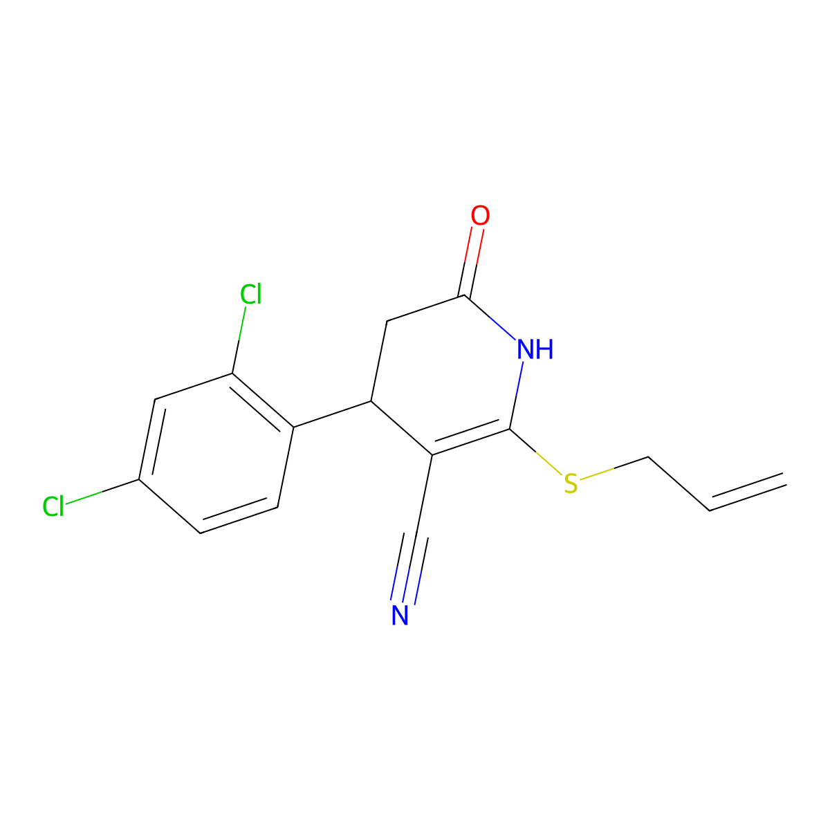 4-(2,4-Dichlorophenyl)-6-oxo-2-(prop-2-en-1-ylsulfanyl)-1,4,5,6-tetrahydropyridine-3-carbonitrile molecular structure, CAS 332051-67-9