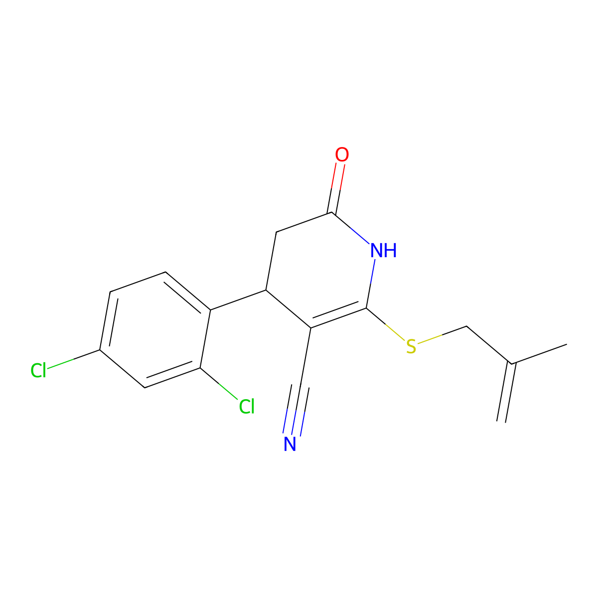4-(2,4-dichlorophenyl)-6-(2-methylprop-2-enylsulfanyl)-2-oxo-3,4-dihydro-1H-pyridine-5-carbonitrile molecular structure, CAS 332051-68-0