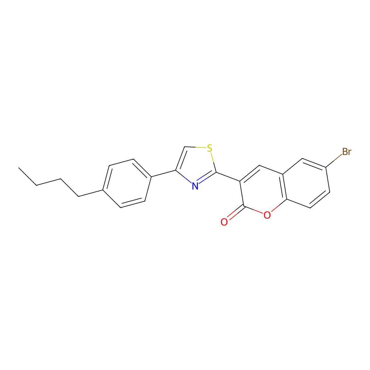 6-Bromo-3-[4-(4-butylphenyl)-1,3-thiazol-2-yl]chromen-2-one molecular structure, CAS 332051-73-7