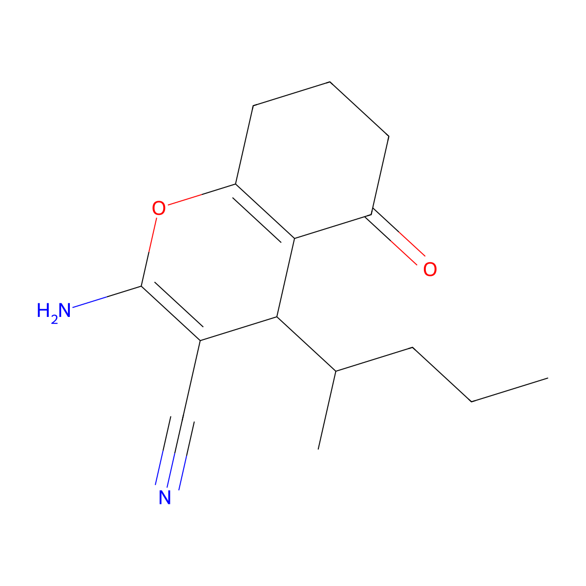 2-Amino-5-oxo-4-pentan-2-yl-4,6,7,8-tetrahydrochromene-3-carbonitrile molecular structure, CAS 332052-09-2