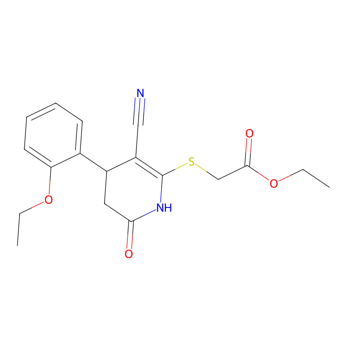 Ethyl {[3-cyano-4-(2-ethoxyphenyl)-6-hydroxy-4,5-dihydropyridin-2-yl]sulfanyl}acetate molecular structure, CAS 332052-21-8