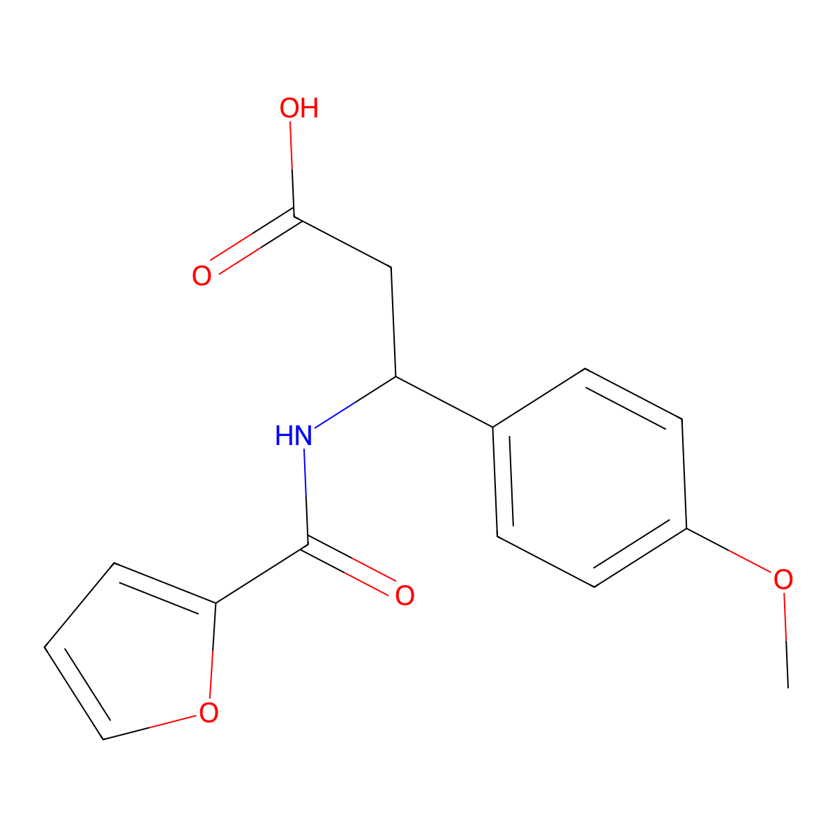 3-[(Furan-2-carbonyl)-amino]-3-(4-methoxy-phenyl)-propionic acid molecular structure, CAS 332052-52-5