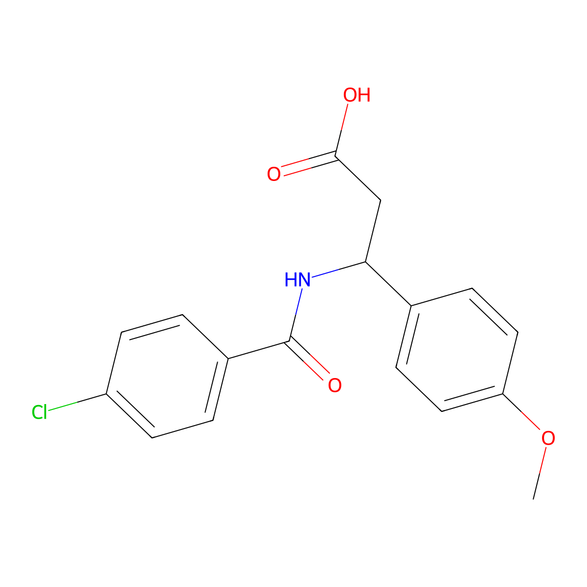 3-(4-Chlorobenzamido)-3-(4-methoxyphenyl)propanoic acid molecular structure, CAS 332052-54-7