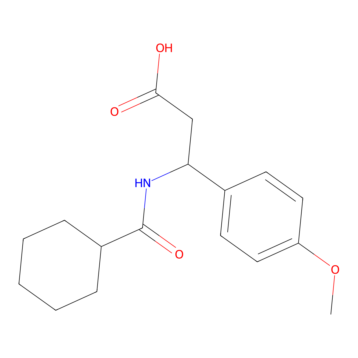 beta-[(Cyclohexylcarbonyl)amino]-4-methoxybenzenepropanoic acid molecular structure, CAS 332052-55-8