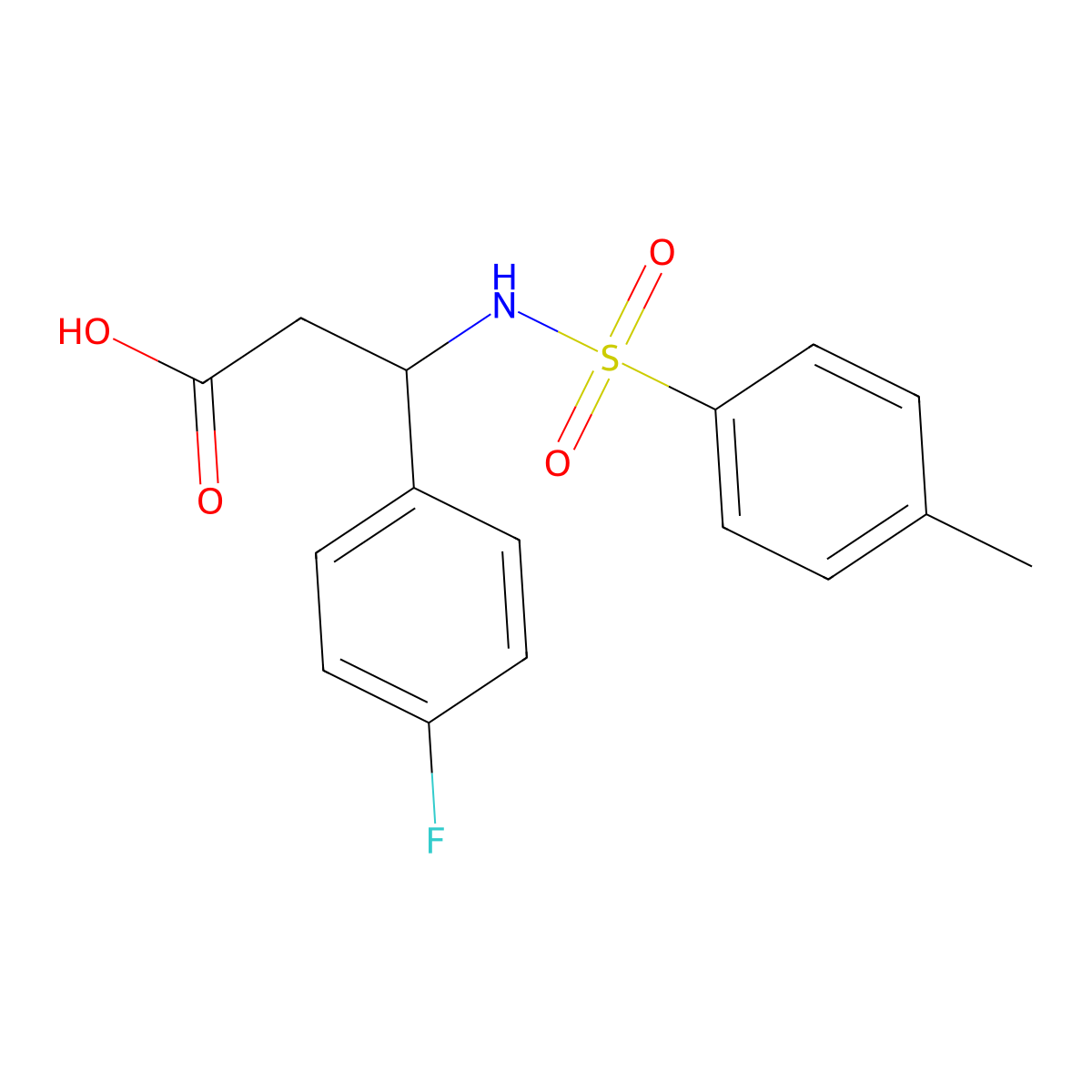 3-(4-Fluoro-phenyl)-3-(toluene-4-sulfonylamino)-propionic acid molecular structure, CAS 332052-57-0