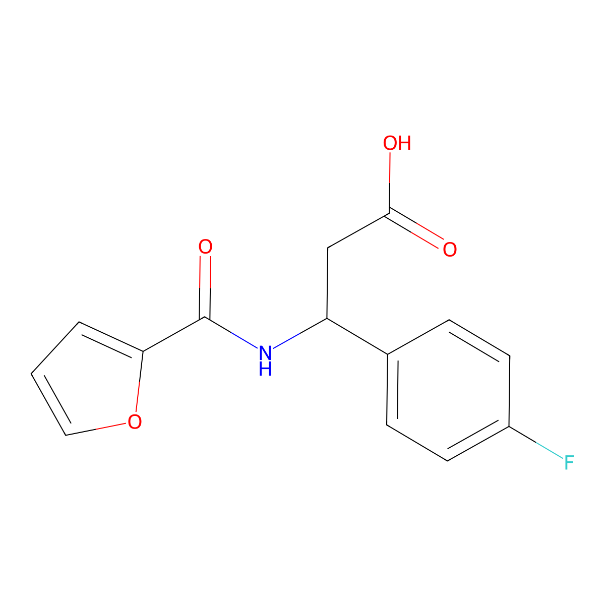 3-(4-Fluorophenyl)-3-[(furan-2-carbonyl)amino]-propionic acid molecular structure, CAS 332052-61-6