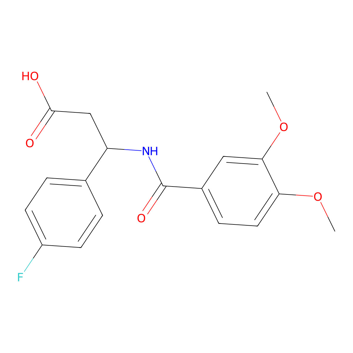 3-(3,4-Dimethoxybenzamido)-3-(4-fluorophenyl)propanoic acid molecular structure, CAS 332052-63-8