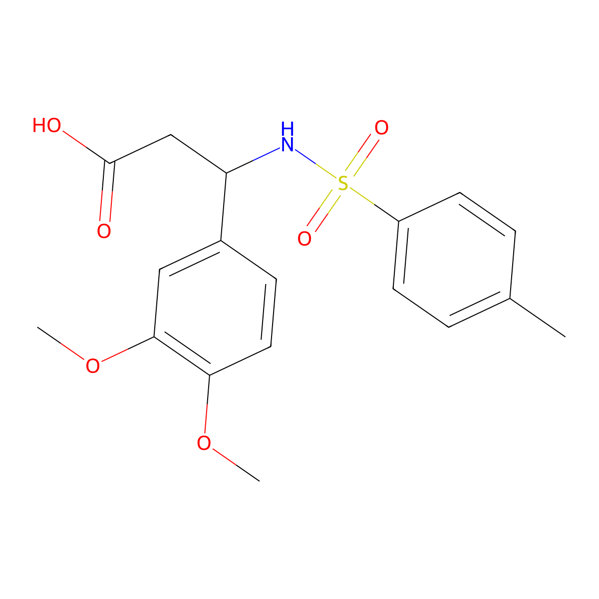 3,4-Dimethoxy-beta-[[(4-methylphenyl)sulfonyl]amino]benzenepropanoic acid molecular structure, CAS 332052-67-2