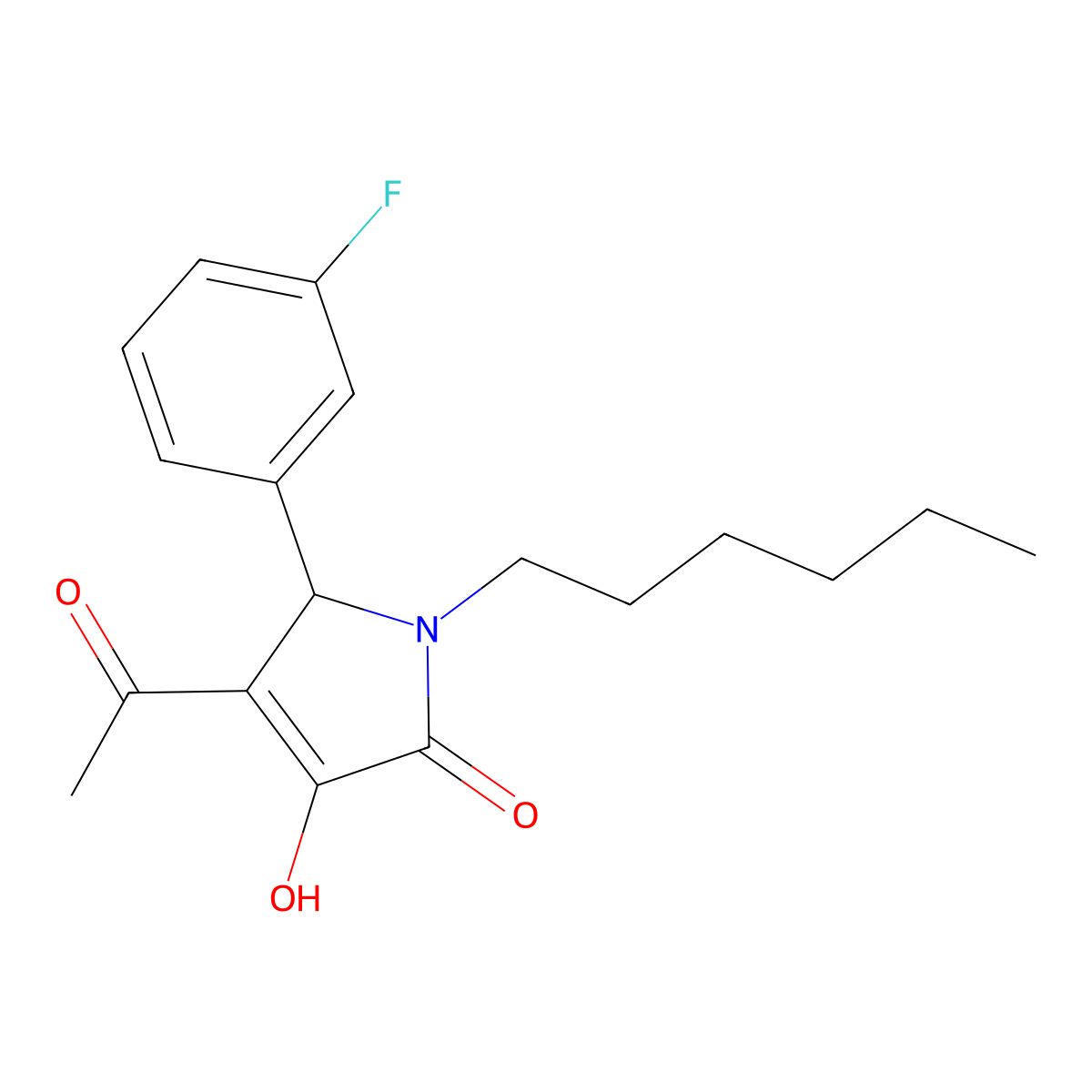 3-acetyl-2-(3-fluorophenyl)-1-hexyl-4-hydroxy-2H-pyrrol-5-one molecular structure, CAS 332052-84-3