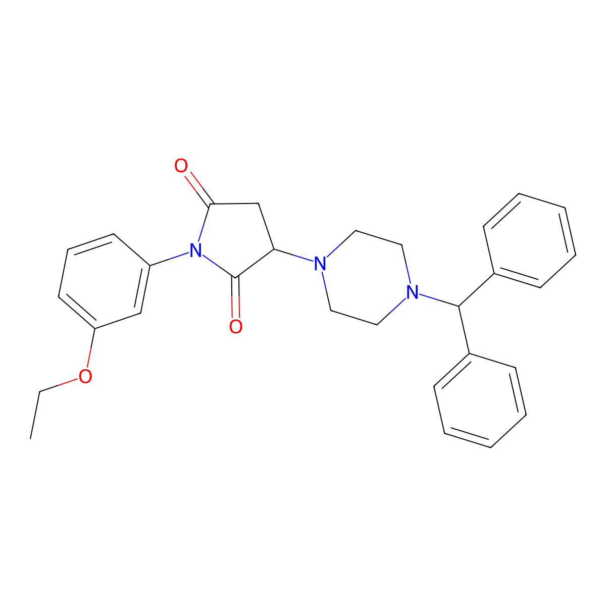 3-[4-(Diphenylmethyl)piperazin-1-yl]-1-(3-ethoxyphenyl)pyrrolidine-2,5-dione molecular structure, CAS 332052-92-3