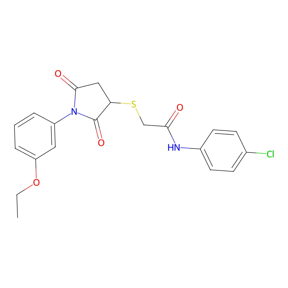 N-(4-chlorophenyl)-2-[1-(3-ethoxyphenyl)-2,5-dioxopyrrolidin-3-yl]sulfanylacetamide molecular structure, CAS 332052-96-7