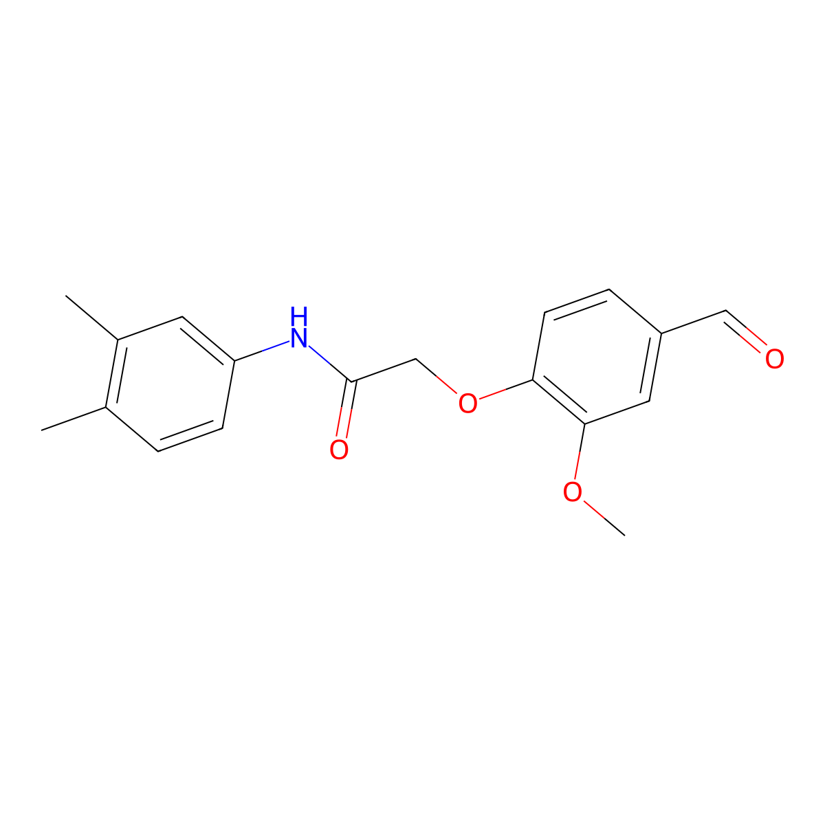 N-(3,4-dimethylphenyl)-2-(4-formyl-2-methoxyphenoxy)acetamide molecular structure, CAS 332053-32-4