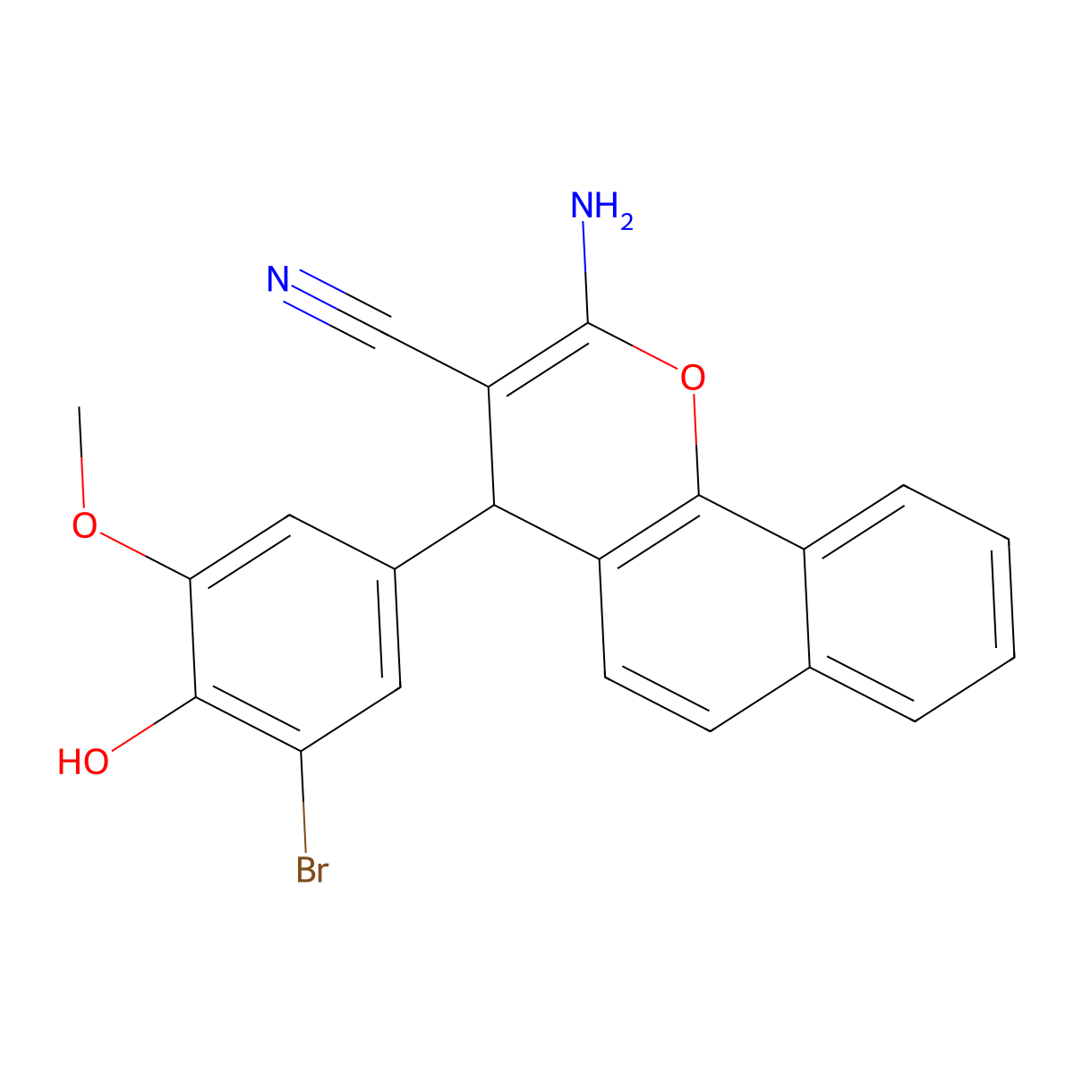 2-amino-4-(3-bromo-4-hydroxy-5-methoxyphenyl)-4H-benzo[h]chromene-3-carbonitrile molecular structure, CAS 332053-47-1