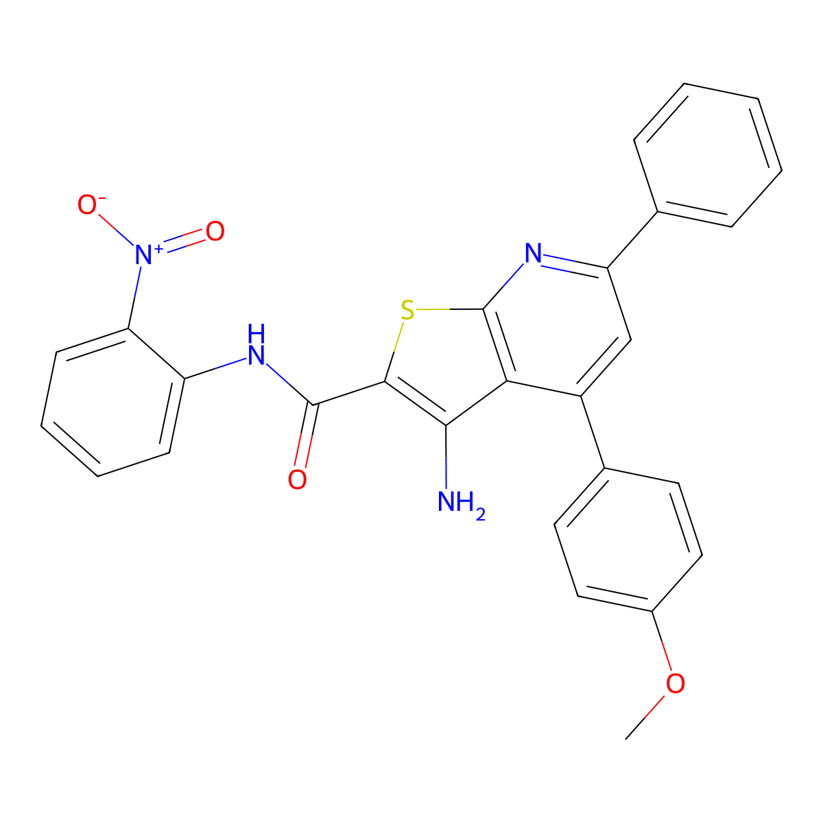 3-amino-4-(4-methoxyphenyl)-N-(2-nitrophenyl)-6-phenylthieno[2,3-b]pyridine-2-carboxamide molecular structure, CAS 332053-72-2