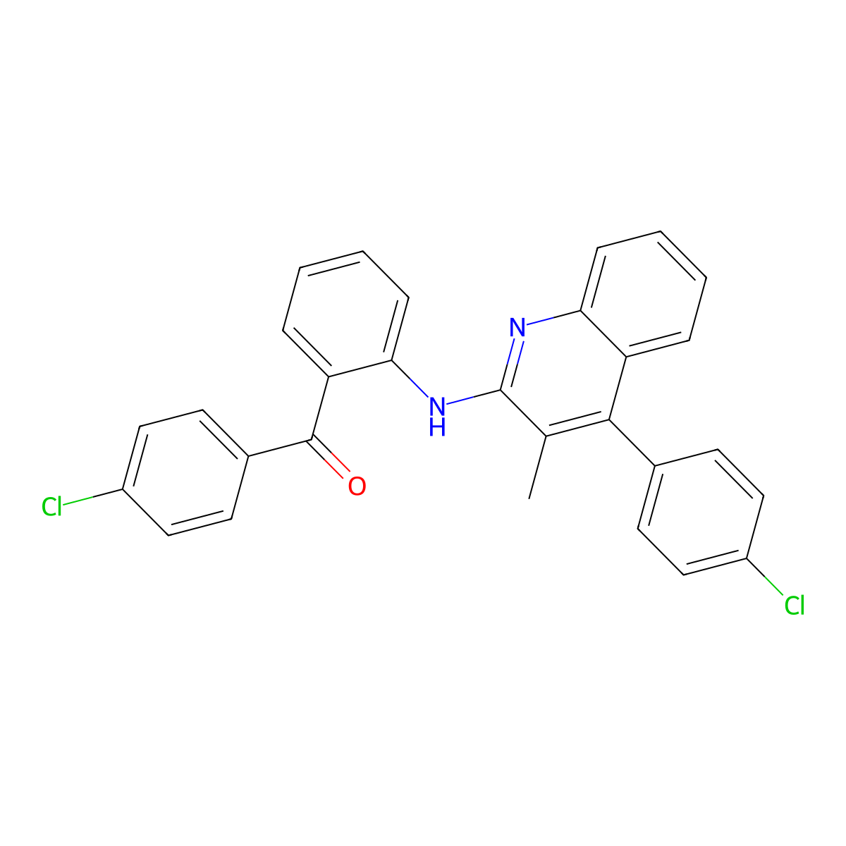 (4-Chlorophenyl)(2-{[4-(4-chlorophenyl)-3-methylquinolin-2-yl]amino}phenyl)methanone molecular structure, CAS 332054-31-6