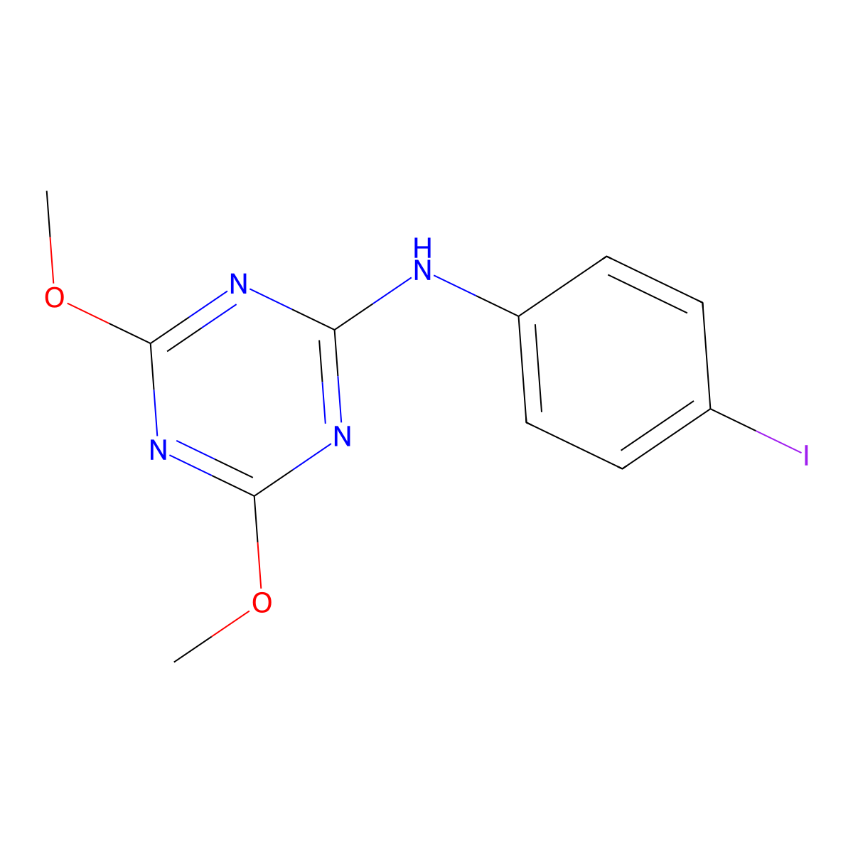 N-(4-Iodophenyl)-4,6-dimethoxy-1,3,5-triazin-2-amine molecular structure, CAS 332054-34-9