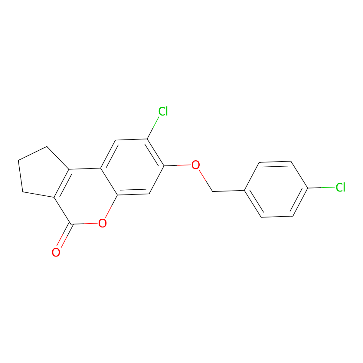 8-chloro-7-[(4-chlorobenzyl)oxy]-2,3-dihydrocyclopenta[c]chromen-4(1H)-one molecular structure, CAS 332055-43-3
