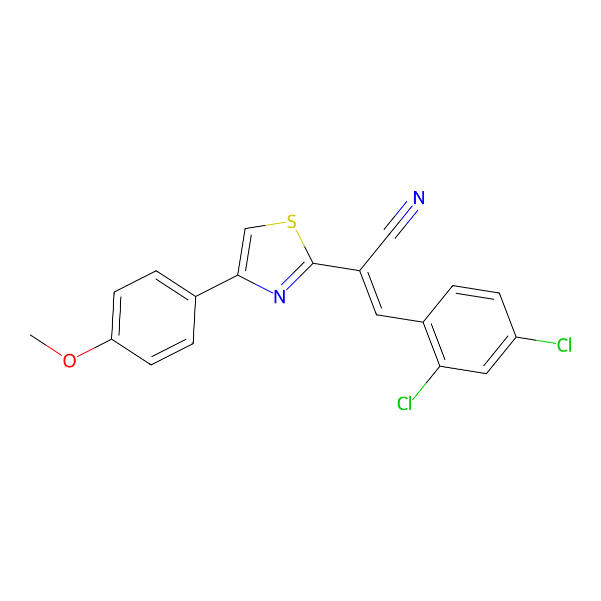 3-(2,4-Dichlorophenyl)-2-[4-(4-methoxyphenyl)-1,3-thiazol-2-yl]prop-2-enenitrile molecular structure, CAS 332056-05-0