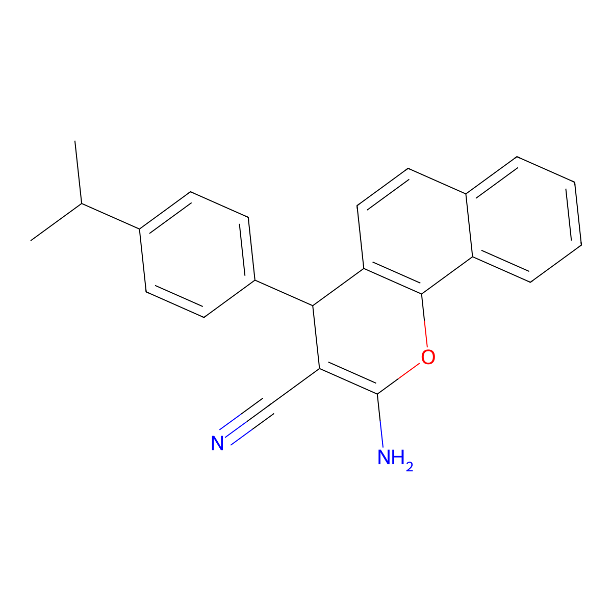 2-amino-4-(4-propan-2-ylphenyl)-4H-benzo[h]chromene-3-carbonitrile molecular structure, CAS 332056-08-3