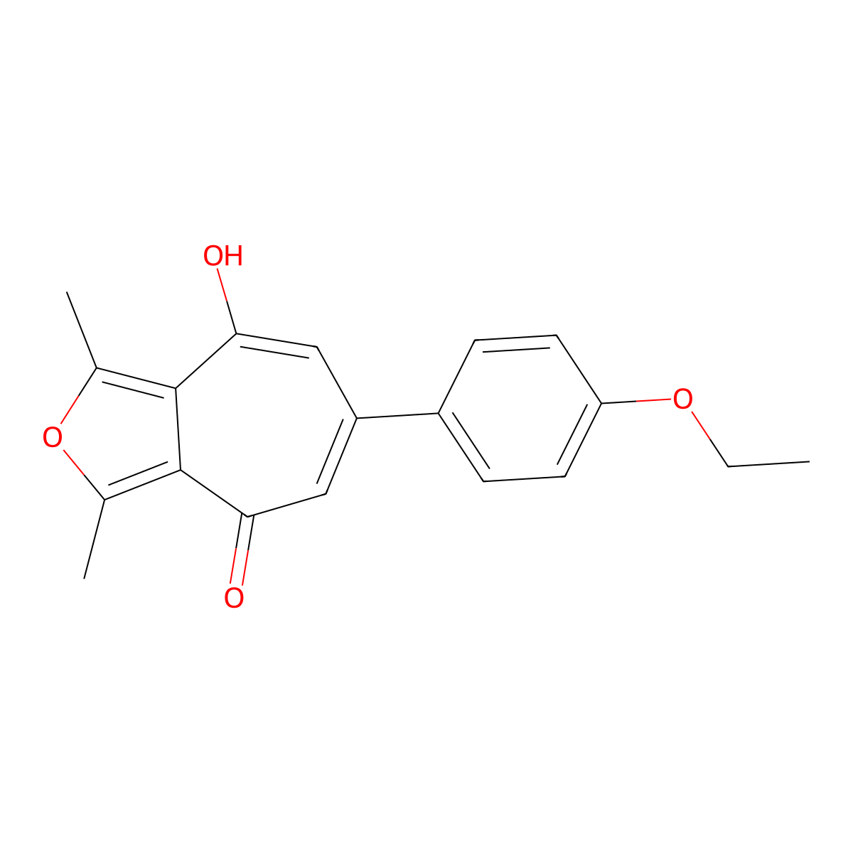 6-(4-ethoxyphenyl)-8-hydroxy-1,3-dimethyl-4H-cyclohepta[c]furan-4-one molecular structure, CAS 332056-33-4