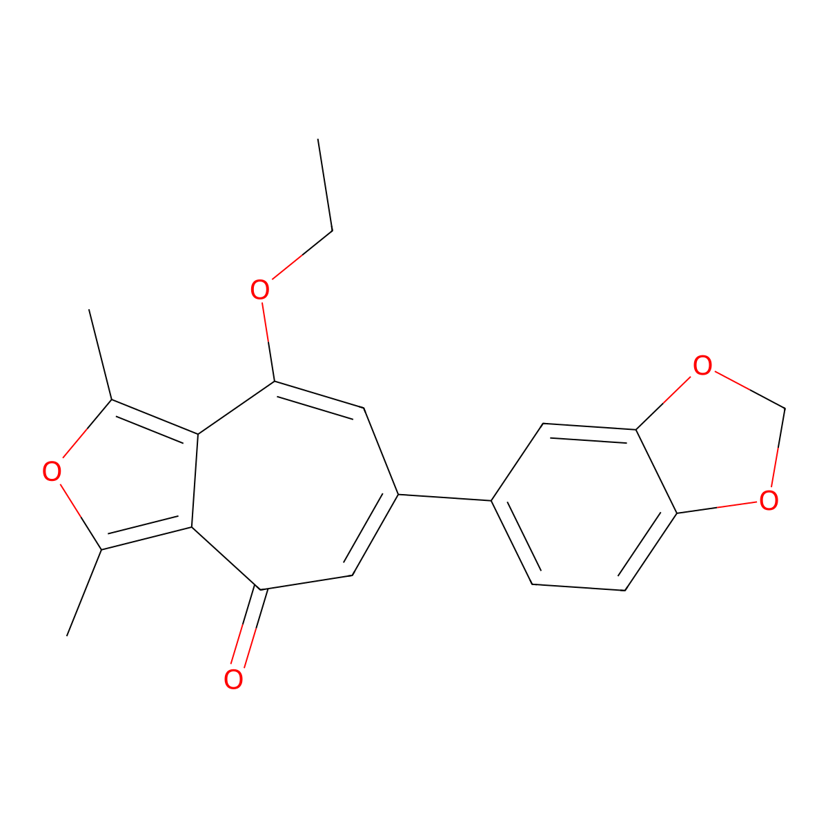 6-Benzo[1,3]dioxol-5-yl-8-ethoxy-1,3-dimethyl-cyclohepta[c]furan-4-one molecular structure, CAS 332056-36-7