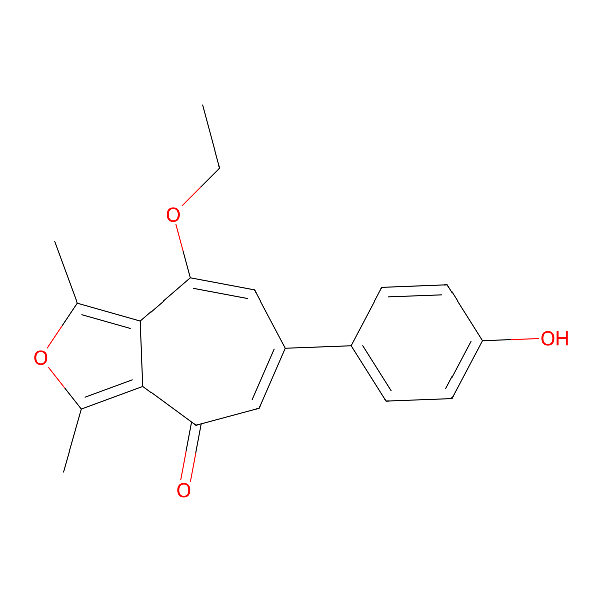8-ethoxy-6-(4-hydroxyphenyl)-1,3-dimethyl-4H-cyclohepta[c]furan-4-one molecular structure, CAS 332056-38-9