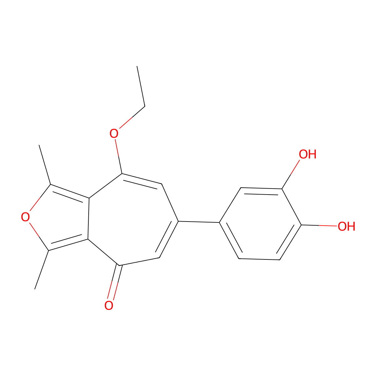 6-(3,4-dihydroxyphenyl)-8-ethoxy-1,3-dimethyl-4H-cyclohepta[c]furan-4-one molecular structure, CAS 332056-39-0